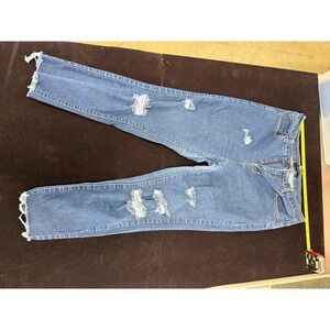 Forever 21 Distressed Skinny Jeans Blue Denim Ripped Frayed Hem Womens Size 28